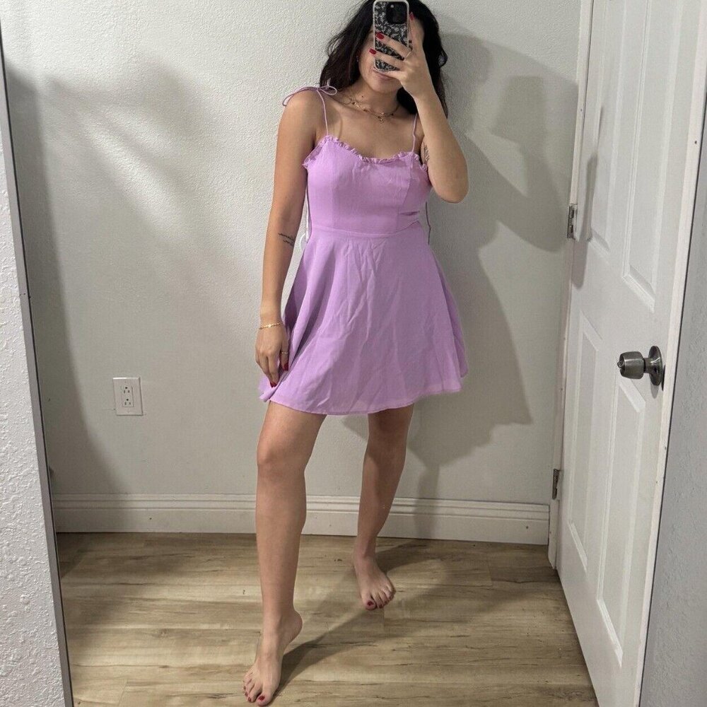Women’s Celebration Lavender Ruffled Skater Dress Purple Size Xsmall Xs - Picture 6 of 8